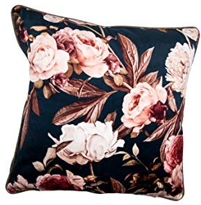 LAZIS Kissenhülle Storm Lakewood mit Paspel, Motiv Rosen, Petrol, 50x50 cm