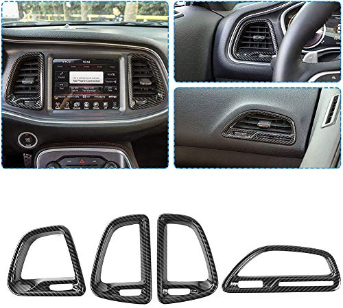 Center Console Klimaanlagen Lüftungsöffnungen Dekorative Aufkleber für Dodge Challenger 2015-2019,Carbon Fiber