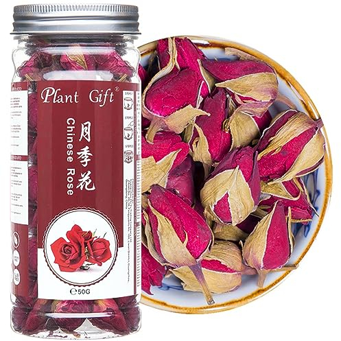 Plant Gift Natural Dried Chinese Rose Buds, 50G/1.76oz 月季花(Rosa chinesis Jacq.)Rosebud Flower, Herb Loose Leaf Tea, Fragrant Natural Healthy Herbal Tea China rose