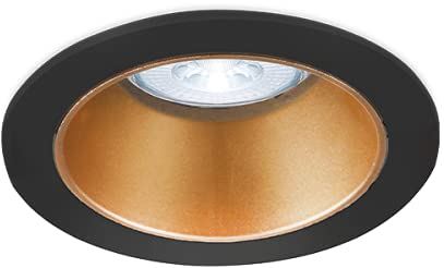 Braytron Einbaustrahler GU10 Ø75mm Einbauleuchte Rahmen Einbauspots Ø85mm Bohrloch Schwarz/Gold inkl. GU10 Fassung