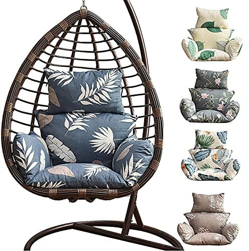 Hängesessel Kissen Only,hängestuhl Auflage für Polyrattan/Rattan Hängeschaukel Kissen,Swing Chair Kissen,Ersatzkissen,Schaukelsitzkissen mit Kopfstütze und Armlehnen für Patio Garden, Waschbar