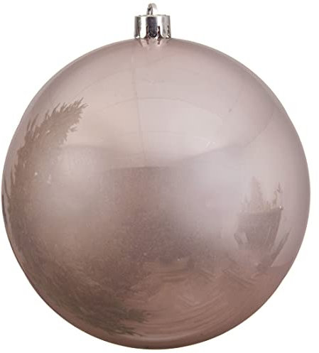 große dekorative winterliche bruchfeste Weihnachtskugel Dekokugel Kunststoff glänzend federleicht für innen und außen Durchmessernh (puderrosa glänzend, 14 cm)