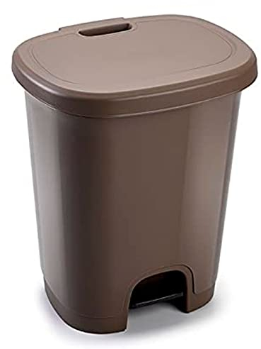 Acan Tradineur - Cubo de Basura con Pedal - Fabricado en Plástico - Capacidad de 27 litros - 45 x 38 x 32 cm - Color Marrón Topo