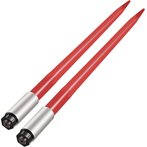 VEVOR Frontladerzinken 4,5 x 99 cm Ballenzinken 1360 kg Kapazität 2er-Set, Schnellbefestigung, quadratische Ballenspieße, rot beschichtete Ballengabeln für Schaufeln, Traktoren, Lader