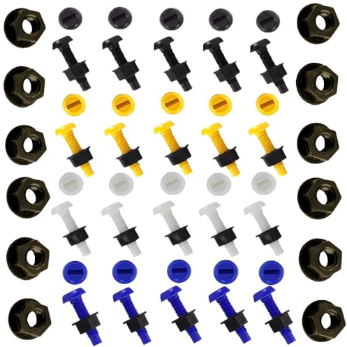 KafTon Colour Nylon Plastic Number Plate Bolts & Nuts Black White Blue Yellow (25, 1 Yellow)