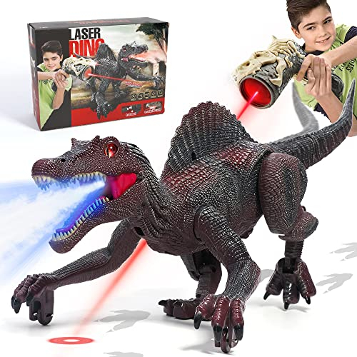 FRUSE Ferngesteuerter Dinosaurier Spielzeug,RC Spinosaurus Spielzeug mit Licht Verfolgung,Sprühnebel,LED Licht,Brüllen,Radio Dino Geschenke für Kinder Jungen Mädchen Alter 3 4 5 6 7 8(Rot)