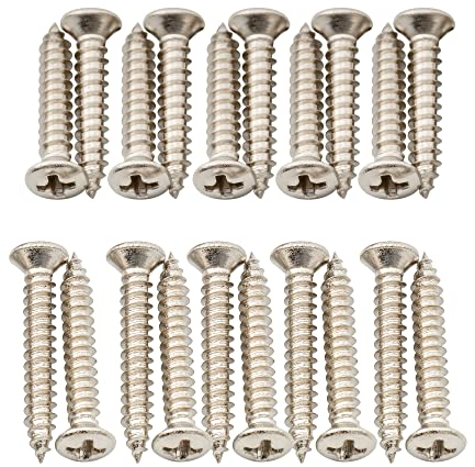 Musiclily Ultra 2,5x15 mm e 2,5x18 mm Acciaio Inox Viti Testa Svasata per Mascherina Pickup Humbucker Chitarra Elettrica e Basso,Nickel (Set di 20)