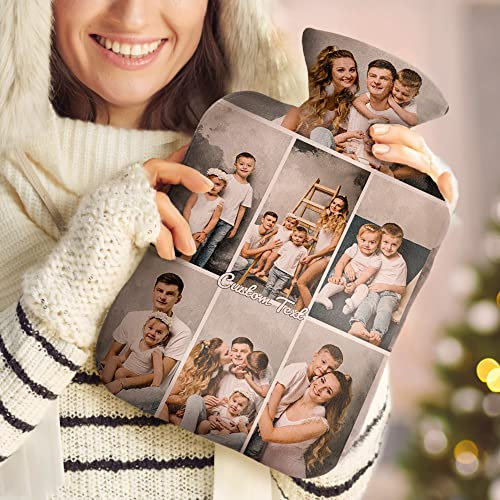 Custom Hot Water Bottle with Photo Cover Personalised Picture Winter Warm Fleece Hot Water Bag Unique Christmas Gifts for Couples Women Men Kids