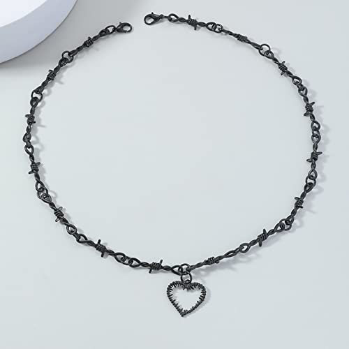 Collana Pendente Piccolo Filo di rovi Ferro Nero Girocollo Collana Bracciale Donne Hip-Hop Gotico Punk Filo spinato Piccole Spine Catena Girocollo Regali Regali per Feste di Gioielli