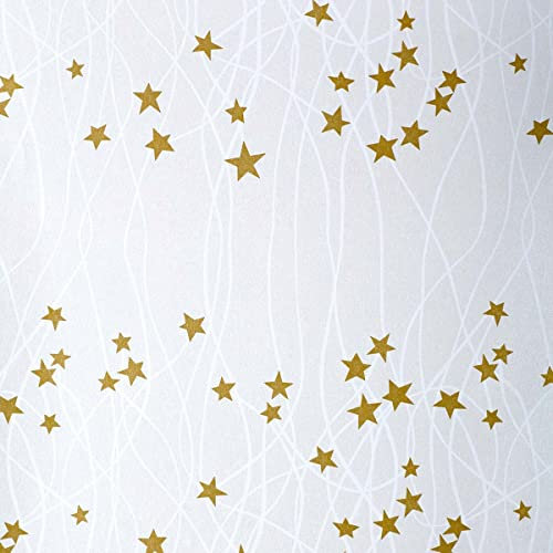 Geschenkpapierrolle XXL Weihnachtskometen gold 75 cm x 200 m | 70 gr. / m² Blauer Engel Secare Geschenkpapier große Rolle | HUTNER