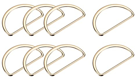 sourcing map 8 Stück Metall D Ringe Schnalle 50mm(1.97) 2mm Dicke Geschweißte D-Ringe Schnalle für Gurtband Nähen Kleidung Bänder Taschen Gürtel DIY Zubehör Goldton