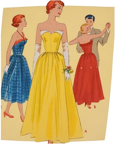 1950er Jahre Schnittmuster Damen Trägerloses Abendkleid Kleid