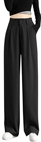 Anzughose Damen High Waist - Weite Hose Damen Business Summer Arbeitshose Freizeithose Lang Straight Leg Weites Bein Anzug Hose Hosenanzug Baggy Sommerhose Locker Lange Hosen für Frauen
