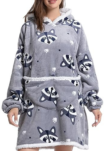 CNTSFS Übergroße Hoodie Sweatshirt Decke Sweatshirt super weiche gemütliche warme komfortable Riesen-Hoodie Geeignet Kapuzenpullover für Erwachsene Männer Frauen(Waschbär)