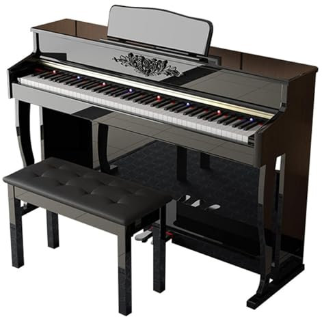 ZALIX Piano Digital De 88 Teclas, Piano Electrónico Martilleado, Soporte Bluetooth Midi Y Soporte De Muebles, Adecuado para Principiantes Y Profesionales,Negro,with Light