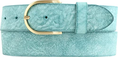 BELTINGER Damen-Gürtel aus weichem Vollrindleder Vintage-Look 4 cm | Jeans-Gürtel für Damen mit goldener Gürtelschließe 40mm | Ledergürtel Used-Look
