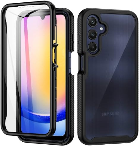 seacosmo Coque pour Samsung A25 5G, Coque Galaxy A25 Antichoc Housse 360° Protection Étui [avec Protecteur d'écran] Bumper Portable Robuste Intégrale Case Etui Coque pour Samsung Galaxy A25 5G - Noir
