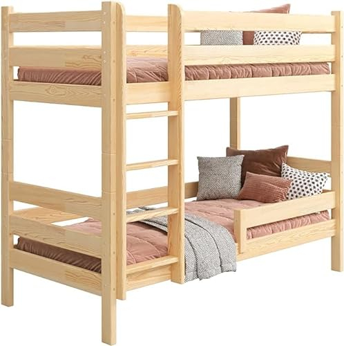 YOUKO Etagenbett Kinderbett 190x80 Matteo Lux- Hochbett 2 Kinder - Kinderhochbett mit Leiter - Möglichkeit zur Aufteilung in 2 Betten - Holzbett Kiefer Ohne Matratze