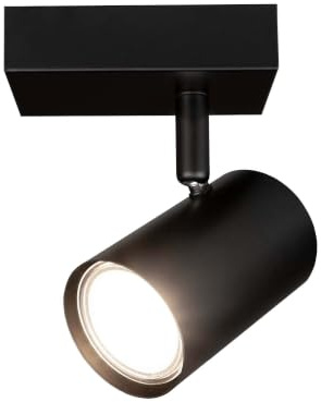 Ledvion LED Deckenstrahler Schwarz 1-Licht Rechteck GU10 3W Neutralweiss | Mit Leuchtmittel geliefert fuer Flur Wohnzimmer Kueche Schlafzimmer und trockene Innenraeume