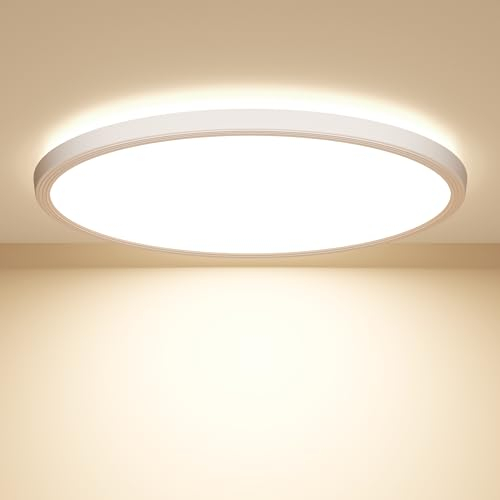 OUILA LED Deckenleuchte Flach Rund - Ø22CM Deckenlampe LED 18W 1600LM 4000K Neutralweiß IP44 Wasserdicht Badezimmer Lampe, Badlampe Decke für Bad Küche Flur Schlafzimmer Keller, YLXDD220-18W