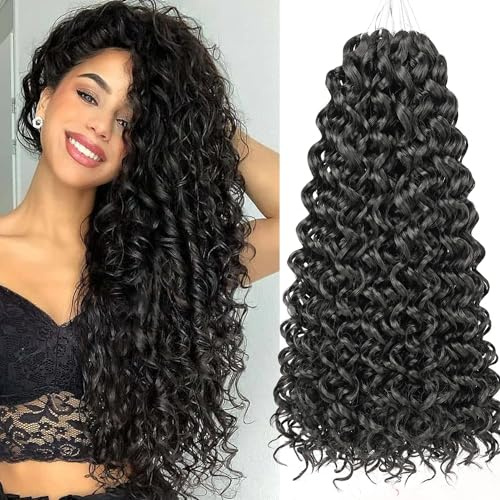 Mscat 8 Packs GoGo Curl au Crochet cheveux 18 pouces Water Wave bouclés au Crochet cheveux pour femmes Ocean Wave au Crochet cheveux synthétiques Deep Wave Beach Curl Extensions de cheveux au Crochet