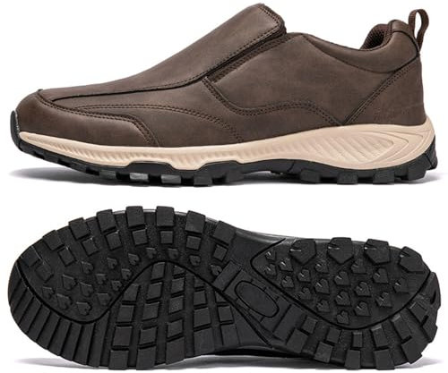 AEHO Scarpe Uomo Pianta Larga in Pelle Impermeabile Scarpe da Running Corsa Uomo Casual Trekking Basket Sport Outdoor Fitness Sportive Palestra Platform Sneakers,Marrone,44/270mm