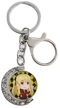 jiminhope Kakegurui Key Rings Reversible Keychain Moon Shape Exquisite Anhänger Yumeko Jabami Keychain Mary Saotome Creative Accessories Runa Yomozuki Anhänger