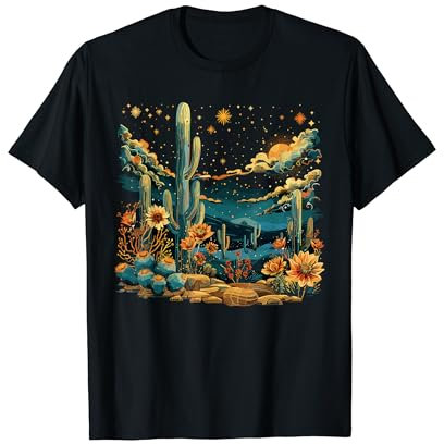 Saguaro Kaktus Wüste Mond Natur T-Shirt