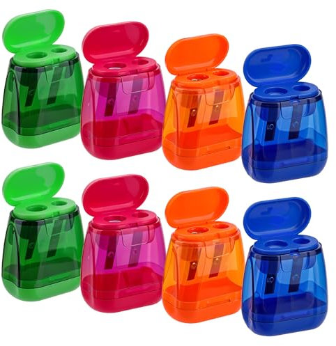 Anspitzer mit Behälter - 8 Stücke 4 Farben Anspitzer mit Doppellöchern und Deckel für Dicke und Dünne Stifte