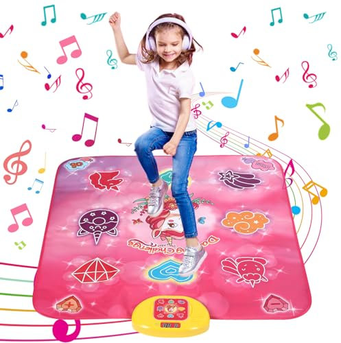 FAOKZE Tanzmatte für Mädchen, Tanzmatte Kinder Spielzeug Geschenke für Mädchen Alter 3 4 5 6 7 8 9 10 11 12+ Jahre, Musical Tanzmatte Spiel mit LED Anzeige, Geburtstag Weihnachten Spielzeug