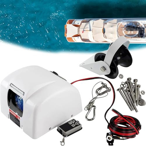 DHMYYXGS Salpa Ancora Elettrico,Barca Salpa Ancore Elettrico,Elettrico Ancora Verricello 45 Lbs 12 V,con Senza Fili Telecomando Barca Acqua Salata Verricello