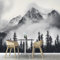 Papel Pintado Pared 3D Papel Tapiz, Niebla Bosque Montañas Nevadas. Naturaleza tejido seda Fotomurales 3D Papel Pintado Pared Dormitorio Murales Wallpaper 350× 256 cm