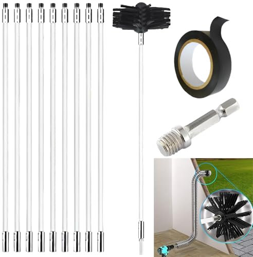 CXAFQ Juego De Cepillo De Limpieza De Chimenea De 12 Piezas, Limpia Chimeneas, Deshollinador De Chimeneas, Se Puede Doblar y Reutilizar, Adecuado Para Chimeneas, Tuberías De Campana Extractora