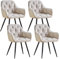 JYMTOM Esszimmerstühle mit dickem Samtstoff gepolsterter Sitz, Metallbeinen, Armlehnen und Rückenlehne Eckstuhl für Lounge Wohnzimmer (beige, 4)