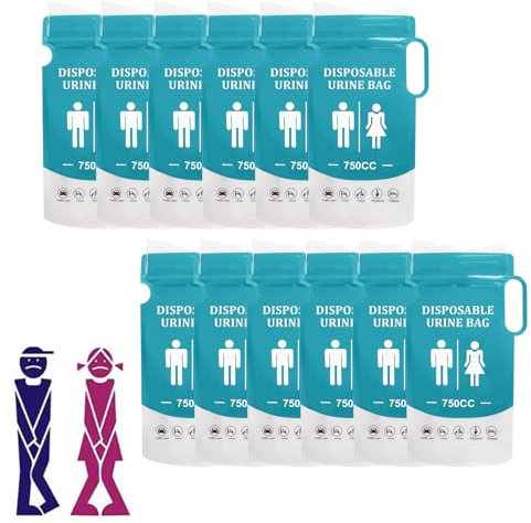 BAOSROY Sacchetti per Urina da Viaggio,12pcs Urinatoio Portatile,Sacchetti Urinari Monouso,Sacchetti USA e Getta,Sacchetti per Pipì,Sacchetti per Orinatoio Assorbenti per Viaggi,Campeggio