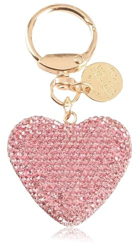 Kabwea Porte-clés en forme de cœur rose pailleté avec strass pour sacs et voitures, pendentif polyvalent pour femme, porte-clés de Saint-Valentin, rose, XL