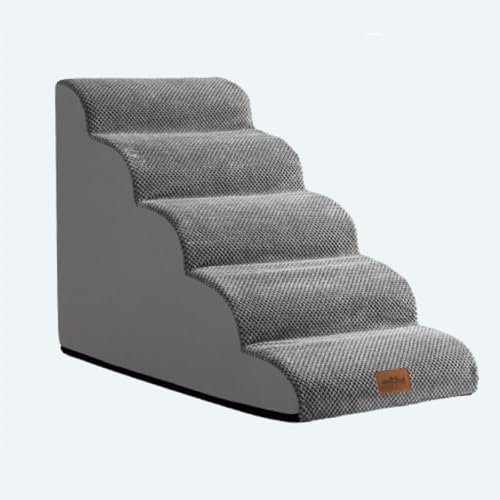 COZY KISS Hundetreppe, Haustiertreppe mit auslaufsicherer Abdeckung für Kleine Hunde Katzen, Hochdichter Schaumstoff-Hunderampe für Bett Sofa Auto (Schwarz & Weiß, 75x50x60cm, 5)