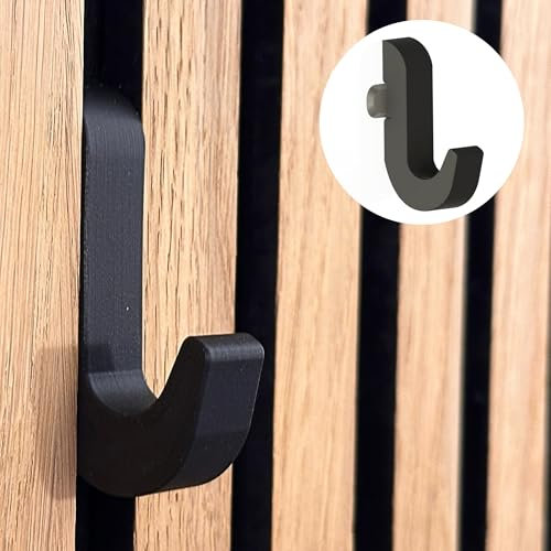 Gancio appendiabiti singolo curvo a scatto super forte per pannelli acustici, senza trapano, installazione senza viti, nero opaco, supporta fino a 5 kg, stampa 3D (13 mm)