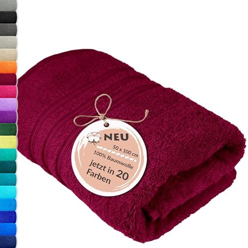 Lashuma Baumwoll Handtuch 50x100 cm in Kirschrot, Weich und Hautfreundlich, Ideal für Badezimmer, Strand oder Wellness