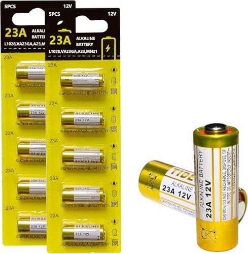 Batteria alcalina A23 / MN21 / 23 / L1028 / V23GA / LRV08 da 23 A 12 V per telecomandi, campanelli wireless, sistemi di sicurezza (10 pezzi)