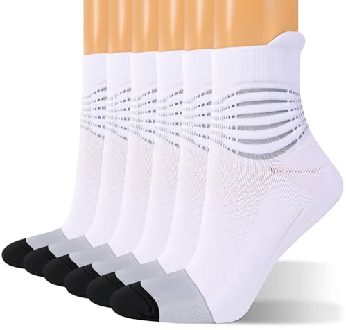 IRAMY Bas de Contention Femme Chaussettes de Contention Running Support de Cheville Chaussettes Basses de Compression de Course pour Fasciite Plantaire Évacuation de l'humidité