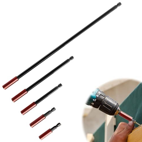 5pcs Magnetic Drill Bit Extension Holder Driver Bar Hand-Held Reach Screwdriver 1/4 Hex Quick Release Shank Impact Bit Holders for Impact Driver Screws Nuts Drill (50,60,100,150,300mm)