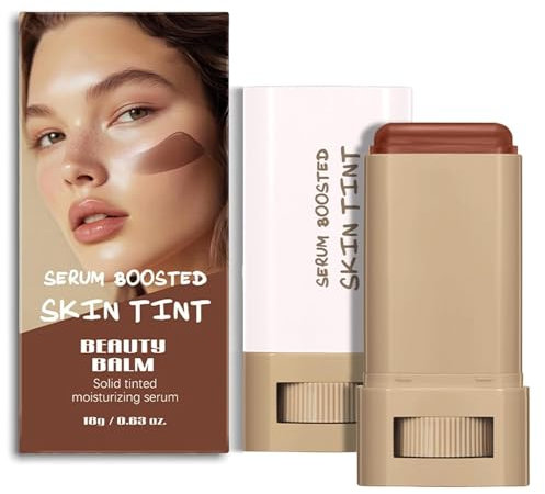 Beauty Balm Serum Boosted Skin Tint - Hydrating Tinted Moisturiser Foundation Stick, Portable Moisturising Contour Stick for Face Makeup (# 02)
