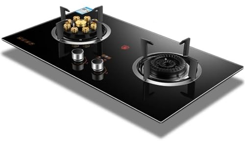 Gaziniere Gaz - Cuisinière À Gaz Intérieure Avec 2 Brûleurs, Panneau En Verre Trempé, Flamme Élevée Temporisée À 9 Cavités De 5,0 KW/5,2 KW, Convient Au Gaz Naturel/GPL(LPG)
