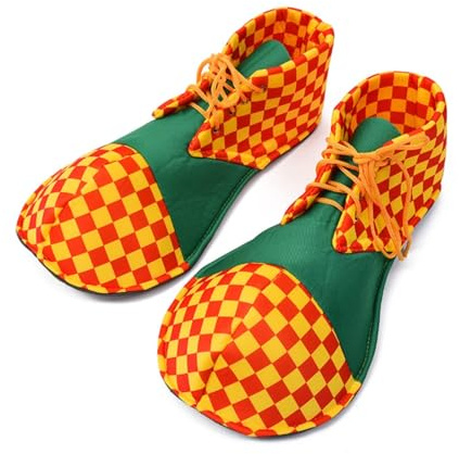 1 Paar Clownschuhe Für Kinder Clown Schuhe aus Stoff Clown-Kostümzubehör Persönlichkeit Verstellbare Schnürschuhe Einheitsgröße für Erwachsene Cosplay-Kostüm-Requisiten Karneval Halloween usw.