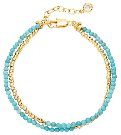 Jenosy Goldarmband für Frauen Armband mit gemischten Steinen 18 Karat vergoldet Handgefertigtes individuelles Perlenarmband