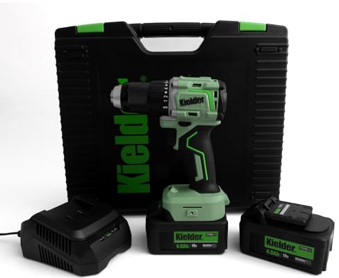 Kielder KWT-019-03 TYPE18 18v 13mm 75Nm Ultra Compact Drill Driver Kit, 2 x 4.0Ah Li-Ion Batteries, Charger, 4 x Cobalt Drill Bits 3, 4, 5 & 6mm, Belt Clip & Pro Carry Case