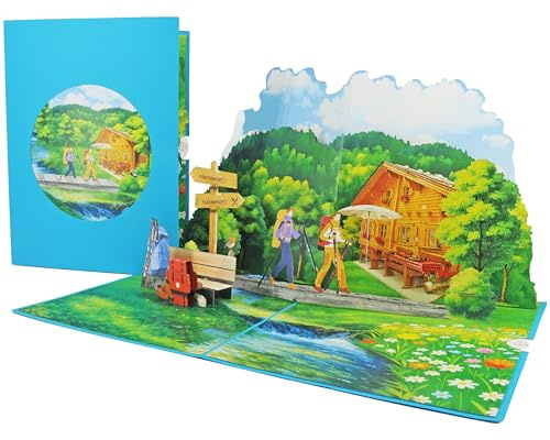 Favour Pop Up 3D Grußkarte Liebhaber des Wanderns 15x20 cm – handgefertigte Karte für Bergwanderer und Naturliebhaber XP843