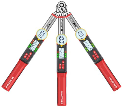 Digital Torque Wrench with Angle Function, 3–60 NM, 0.1° Angular Accuracy | 3/8 Electronic Angle Wrench with LCD Display, Motor bikes, Automotive Repairs & Industry