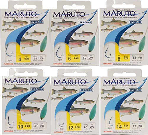Maruto Forellenhaken Sbirulino 2m - 8 Haken für Forelle, Größe/Tragkraft/Durchmesser/Inhalt:Gr.10/4.1kg/0.20mm/8 Haken pro Packung